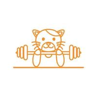 Illustration niedliche Cartoon-Katze im Fitnessstudio Linie Logo Symbol Vektor