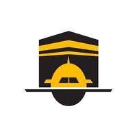 Mecca kabah flygplanstur och resande logotypdesign vektor