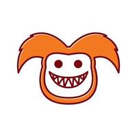 söt monster orange leende tecknad huvud logotyp symbol ikon vektor grafisk design illustration