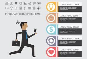 geschäftsmann und business timeline management infografik vektor