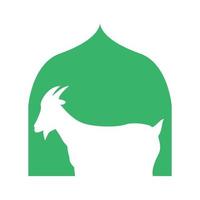 grüne kuppelmoschee mit ziegenlogodesign vektorgrafik symbol symbol zeichen illustration kreative idee vektor