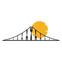 Brücke mit Gabel Essen Logo Symbol Symbol Vektorgrafik Design Illustration Idee kreativ vektor
