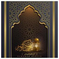 ramadan kareem grußkarte islamisches illustrationshintergrundvektordesign mit schöner arabischer kalligrafie und laternen für banner, tapete, dekoration, flyer, brosur und cover vektor