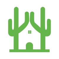 grön kaktus växt med hem logotyp design vektor grafisk symbol ikon tecken illustration kreativ idé