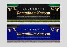 svart och blå ramadan kareem banner mall vektor