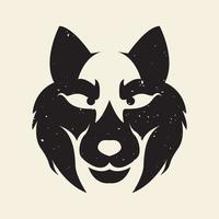 svart ansikte wolf vintage logotyp design vektor grafisk symbol ikon tecken illustration kreativ idé