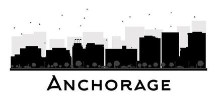 Anchorage City Skyline Schwarz-Weiß-Silhouette. vektor