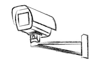 schwarz-weiß-überwachungskamera cctv-warnschild. Vektor-Illustration. vektor