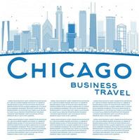 skissera chicago city skyline med blå skyskrapor och kopieringsutrymme. vektor
