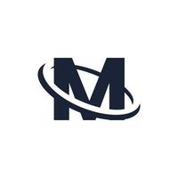 buchstabe m logo initial mit kreisform. Swoosh-Alphabet-Logo einfach und minimalistisch vektor