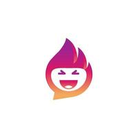 Feuer-Lächeln-Gesichts-Chat-Logo-Design vektor