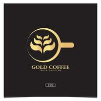 lyxig guld kaffe logotyp premium elegant mall vektor eps 10