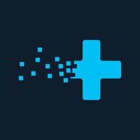 abstrakt medicinsk hälsa kors med data tech logotyp ikon vektor illustration design