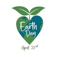 Logo-Design zum Tag der Erde. Happy Earth Day, 22. April. Weltkarte Hintergrund Vektor Illustration.