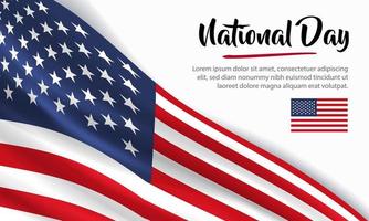 glücklicher nationaltag vereinigte staaten. banner, grußkarte, flyerdesign. Poster-Template-Design vektor