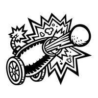 War Cannon Firing Cannonball-Vektor-Symbol vektor