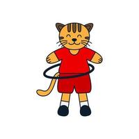 Abbildung niedlichen Cartoon-Katze-Gymnastik-Logo-Symbol-Vektor