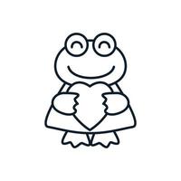 froschlinie mit liebe oder herz niedlichem cartoon-logo-symbol-illustrationsvektor vektor