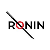 Buchstabe Ronin mit Samurai-Schwert Logo Design Vektorgrafik Symbol Symbol Zeichen Illustration kreative Idee