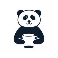 illustration niedlichen cartoon panda halten trinken logo symbol vektor