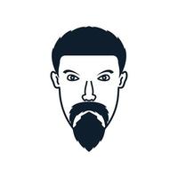 Mann-Kopfzeile mit Schnurrbart und Bart-Logo-Vektor-Icon-Design-Illustration vektor