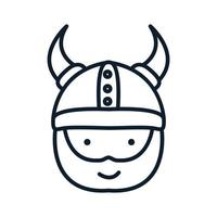 viking huvud söta barn linje logotyp ikon vektor illustration design