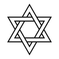Jüdischer Davidstern Sechszackiger Stern in Schwarz mit ineinandergreifender Artvektorikone vektor