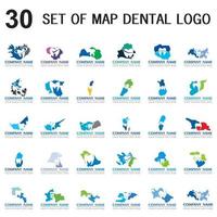 uppsättning av kartan dental vektor, uppsättning av dental punkt logotyp vektor