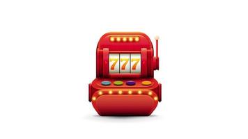 röd volymetrisk spelautomat med jackpott i tecknad stil isolerad på vit bakgrund för din konst vektor