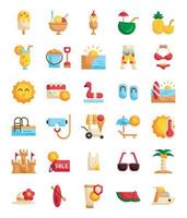 Satz von Sommer-Flat-Icons-Pack vektor