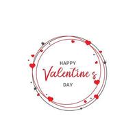 runder rahmen mit herzen zum valentinstag, glückwunsch, valentinstag, karte mit liebe mit aufschrift, vektor