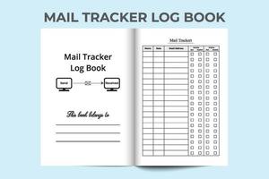 Mail-Tracker-Notebook-Innenraum. Betriebswirtschaftliches Logbuch. mail ein- und ausgehendes tagebuch interieur. Journal-Interieur. Mail-Checkliste Logbuch. Mail-Tracker-Journal. vektor
