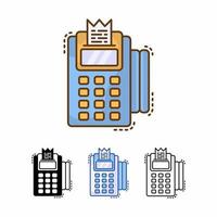 Geldautomat, Swipe-Maschinenvektorsymbol isoliert auf weißem Hintergrund. gefüllte Linie, Umriss, durchgehend, blau, Symbol. zeichen und symbole können für web, logo, mobile app, ui, ux verwendet werden vektor