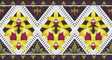 ethnischer Blumenhintergrund. nahtloses muster in stammes-, volksstickerei und mexikanischem stil. aztekischer geometrischer kunstornamentdruck.design für teppich, tapete, kleidung, verpackung, stoff, bezug, textil vektor