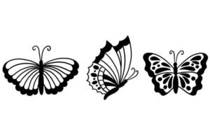 uppsättning av samling vackra fjärilar fjärilar djur handritad illustration vektor