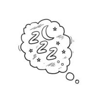 handritad zzz illustration med doodle stil symbol för att sova vektor