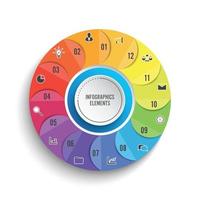 infografisk mall för cirkeldiagram cirkel med 12 alternativ. affärsidé. vektor illustration.