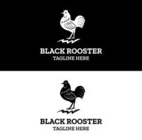 schwarze Hahnhuhn-Silhouette für Retro-Vintage-rustikales ländliches Restaurant-Logo-Design vektor