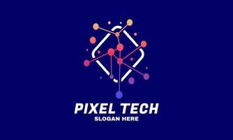 lager illustration pixel teknologi logotyp designer koncept vektor nätverk internet logotyp