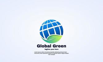 abstrakt grönt blad global teknik logotyp design vektor