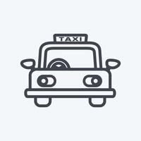 Taxi-Symbol im trendigen Linienstil isoliert auf weichem blauem Hintergrund vektor