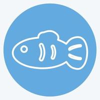 pet fish ii symbol im trendigen blauen augenstil isoliert auf weichem blauem hintergrund vektor