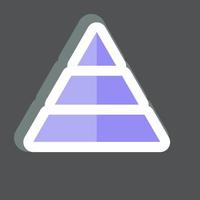 Pyramidendiagramm-Aufkleber in trendigem, isoliertem auf schwarzem Hintergrund vektor