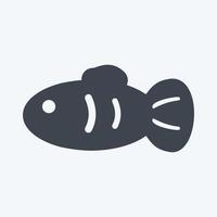 sällskapsdjur fisk ii ikon i trendig glyph stil isolerad på mjuk blå bakgrund vektor
