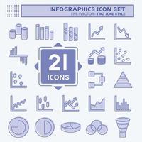 infographics ikonuppsättning i trendig tvåtonsstil isolerad på mjuk blå bakgrund vektor