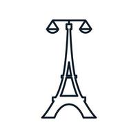 Eiffelturm mit Law Scale Logo Vector Illustration Design