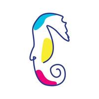 Seepferdchen Linien Kunst bunte Logo-Design-Vektor-Symbol-Icon-Illustration vektor