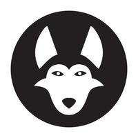 Siberian Husky oder Wolf Logo Vektor Icon Illustration Design mit niedlichem Kopf Cartoon