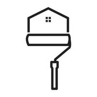 Rolle Pinselfarbe mit Home Lines Logo Vektor Symbol Icon Design Illustration