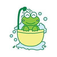 Froschbad niedliche Cartoon-Logo-Symbol-Vektor-Illustration vektor